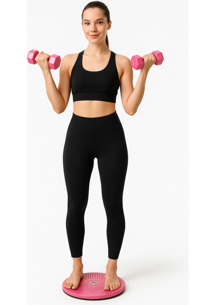 Bel Inceltici Dönen Twister Disk + 1 kg Dambıl Seti – Evde Spor ve Aleti Egzersiz Seti