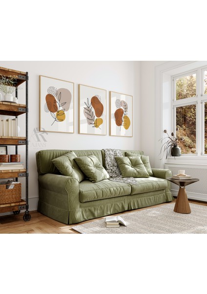 Doğanın Renkleri Soyut Düzen Çerçeve Görünümlü 3'lü Set Mdf Poster fiyatları