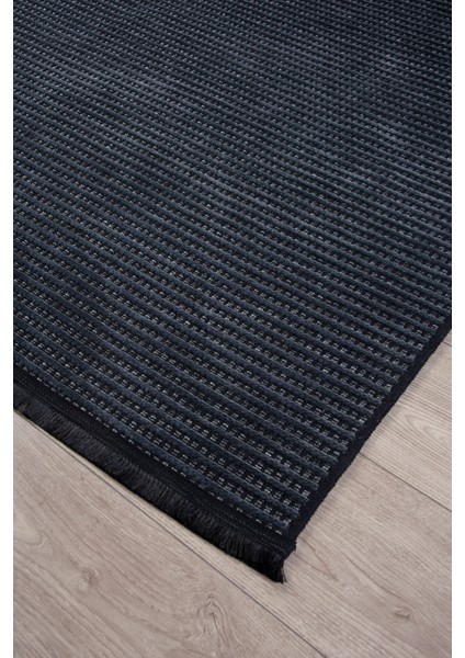 Antrasit Şönil Kilim Salon Oturma Çocuk Odası Hasır Yıkanabilir Yolluk Kaymaz Taban Halı Siyah