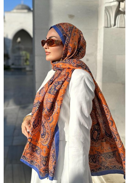 Merve Gürsoy'un Tercihi Sunset Blaze Turuncu Comfy Ipek Şal