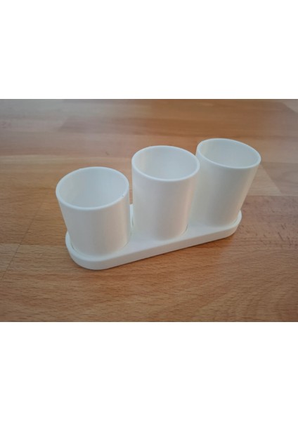 Beyaz 3 Bölmeli 3D Baskı Diş Fırçası Organizeri – Banyo Düzenleyici – Sert Plastik fiyatları
