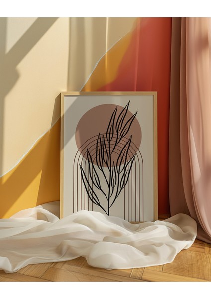 Minimalist Line Art Boho Çerçevesiz 3'lü Set Mdf Arka Planlı Poster modelleri