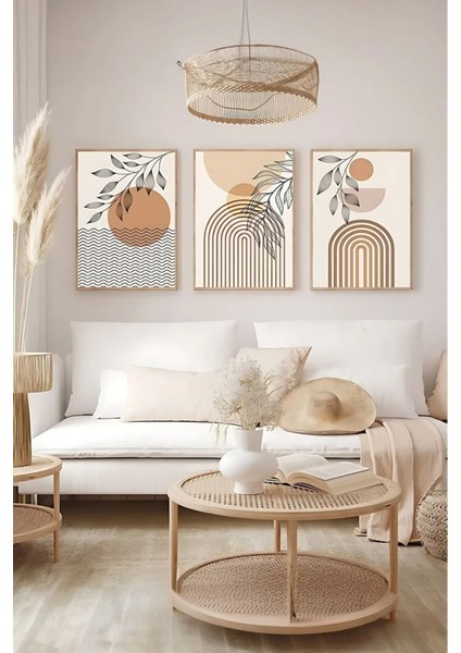 Soyut 3 Lü Set Boho Dekoratif Mdf Tablo