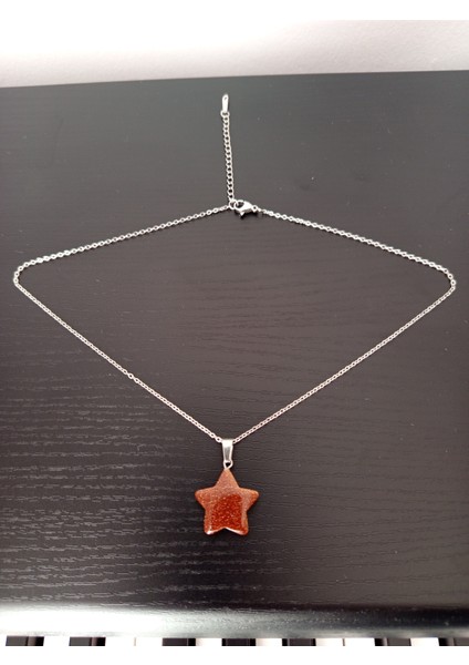 Doğal Taş Kahverengi Yıldız Taşı Yıldız Şeklinde Kolye fırsatları