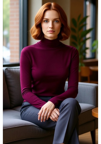 Kadın Fitted Balıkçı Yaka Uzun Kollu Basic Siluet Esnek Örme Bluz Cool & Comfort Tarzıyla Günlük fiyatları