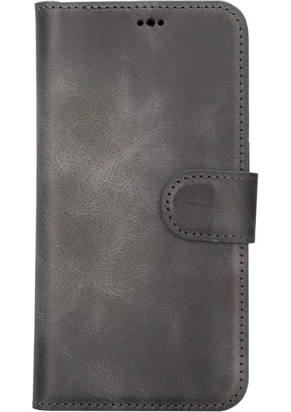 Apple iPhone 15 Pro Uyumlu Deri Cüzdanlı Kılıf Mwwn VS4EF Gri fırsatları