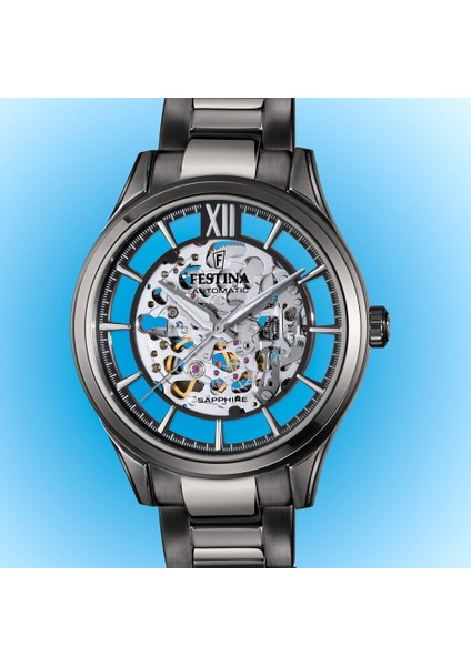 F20632/1 Otomatik Çelik Gri Iskelet Kadran 43 mm Erkek Kol Saati modelleri