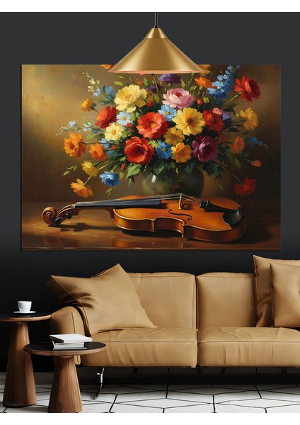 Renkli Çiçek Sepeti Dekoratif Kanvas - Mdf Ahşap Tablo modelleri
