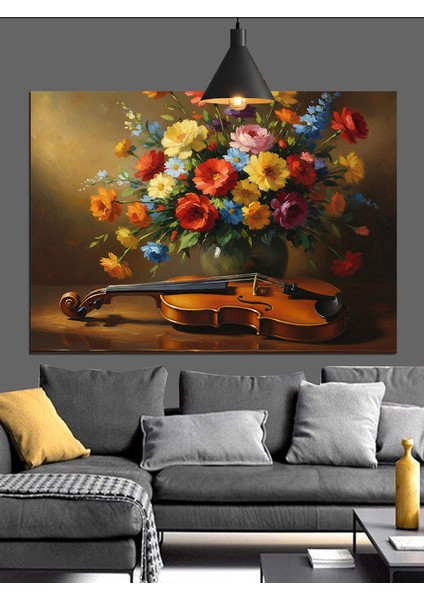 Renkli Çiçek Sepeti Dekoratif Kanvas - Mdf Ahşap Tablo fırsatları