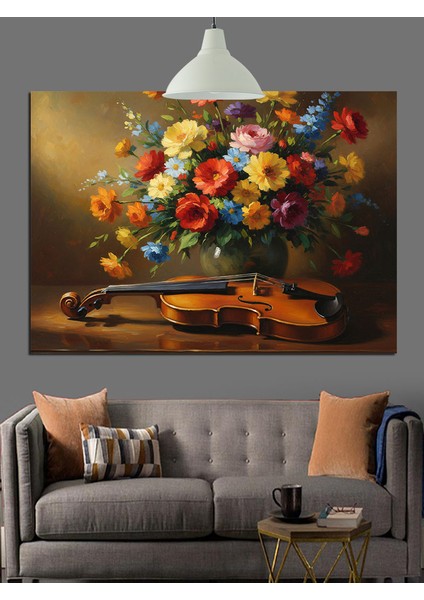 Renkli Çiçek Sepeti Dekoratif Kanvas - Mdf Ahşap Tablo indirimleri