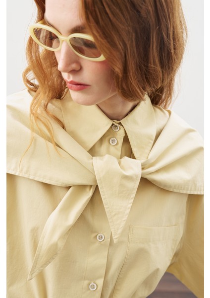 Üçgen Fularlı Oversıze Gömlek Soft Sarı fırsatları