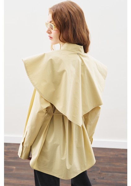 Üçgen Fularlı Oversıze Gömlek Soft Sarı