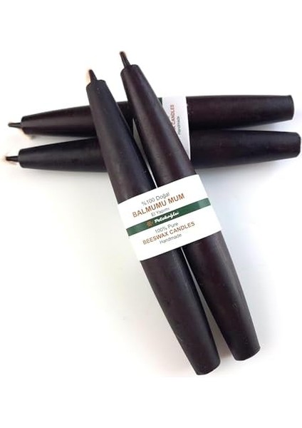 Mum (2 Adet) Şamdan Mumu Mermi Formunda Masa Mumu 22 cm Bees Wax (Siyah) fiyatları