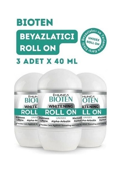 Bioten Ter Önleyici - Beyazlatıcı, Unisex Roll-On, ( 3 Adet x 40 ml )