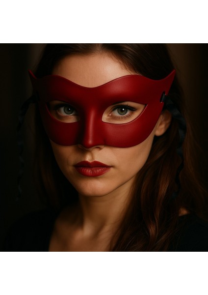 Koyu Kırmızı Maske Parti Kostüm Aksesuarı Yetişkin Kadın Için Şık Tasarım Göz Maskesi modelleri