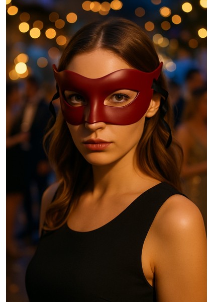 Koyu Kırmızı Maske Parti Kostüm Aksesuarı Yetişkin Kadın Için Şık Tasarım Göz Maskesi fırsatları