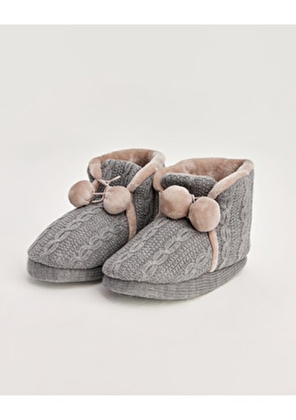 Ponponlu Kadın Panduf Düz Taban Tekstil Malzeme ile Ev Kullanımı İçin indirimleri