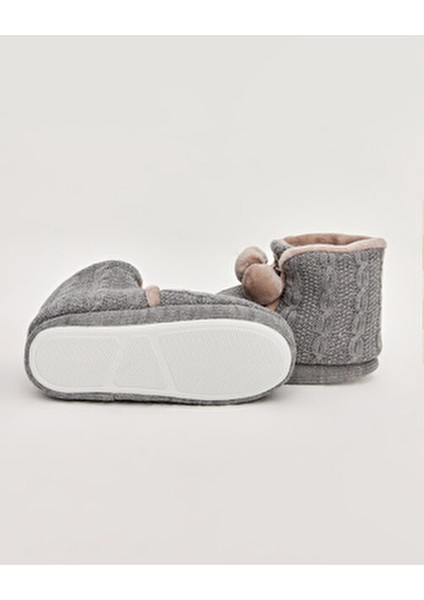 Ponponlu Kadın Panduf Düz Taban Tekstil Malzeme ile Ev Kullanımı İçin