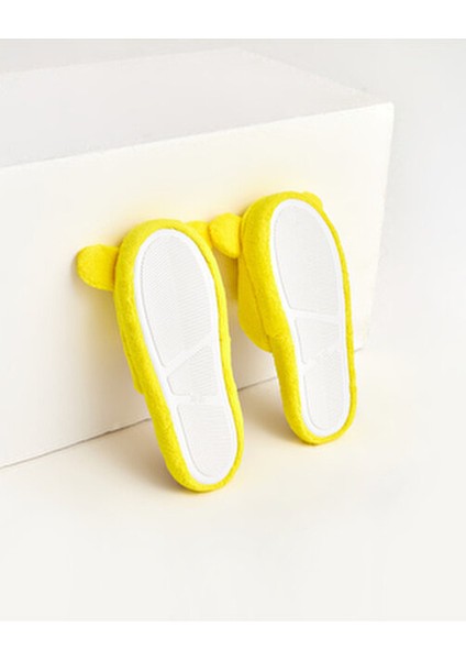 MomiKadın Ev Terliği Hayvan Figürlü Konforlu Tekstil Sarı Renk