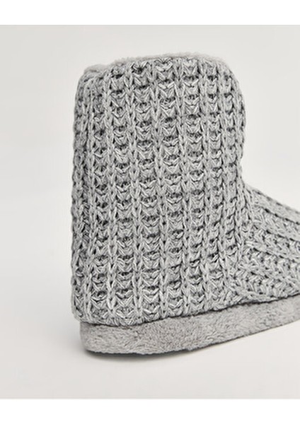 NIKOS Kadın Örgü Detaylı Panduf Ev Kullanımı için Konforlu Tekstil