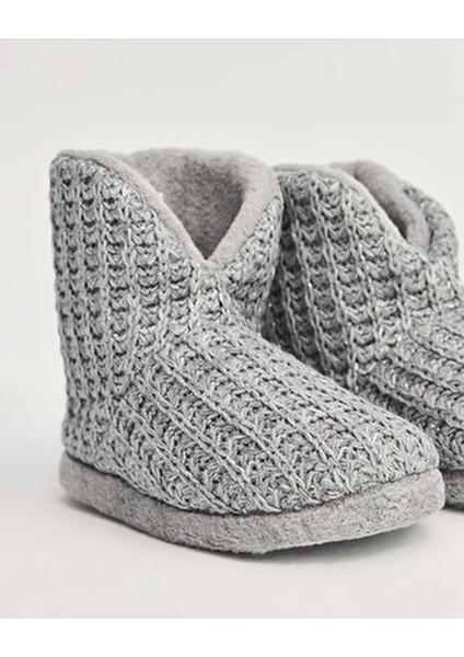 NIKOS Kadın Örgü Detaylı Panduf Ev Kullanımı için Konforlu Tekstil