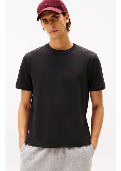 Erkek Regular Fit Pike Kumaş Bisiklet Yaka T-Shirt - Siyah