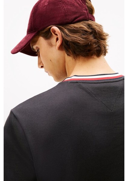 Erkek Regular Fit Pike Kumaş Bisiklet Yaka T-Shirt - Siyah fırsatları