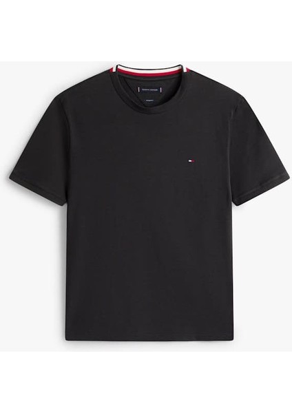 Erkek Regular Fit Pike Kumaş Bisiklet Yaka T-Shirt - Siyah indirimleri