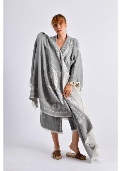 Gri Crescent Eye Kimono& Peştamal Set fiyatları