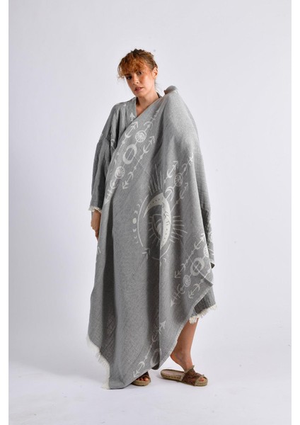 Gri Crescent Eye Kimono& Peştamal Set modelleri