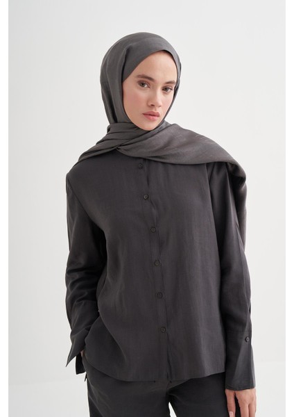 Monogram Desen Liora Pamuk Şal Antrasit fiyatları