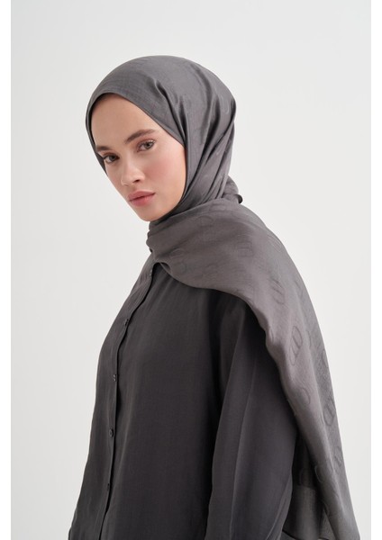 Monogram Desen Liora Pamuk Şal Antrasit modelleri