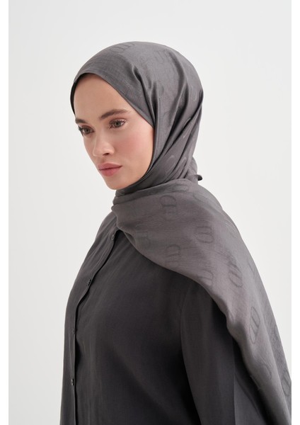 Monogram Desen Liora Pamuk Şal Antrasit fırsatları