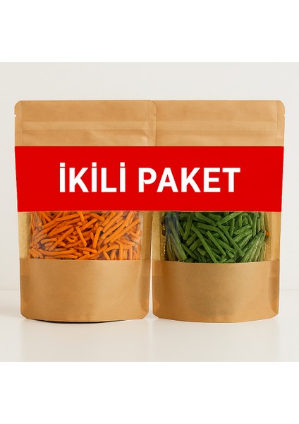 Ev Yapımı %100 Doğal Avantajlı Ikili Paket 500'ER Gramlık Erişte(Ispanaklı&domatesli-Biberli)