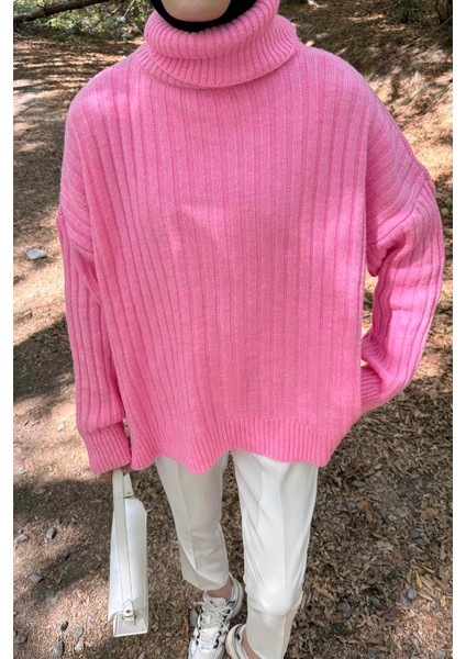 Balıkçı Yaka Kazak Pembe modelleri