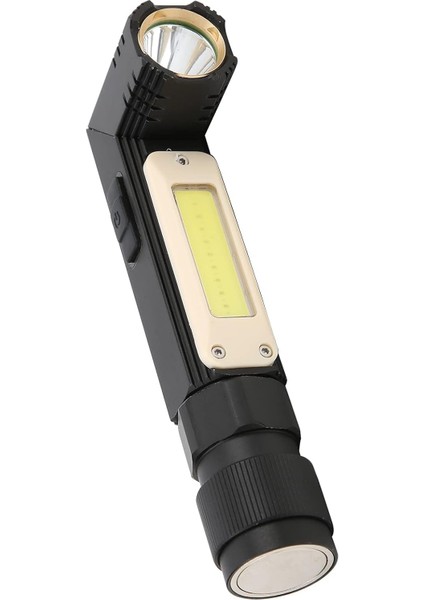 USB Şarjlı Katlanabilir Metal LED El – 5W + Cob, 800 Lümen, 360° Taban, 90° Döner Başlık, Kırmızı Flaşör, Klipsli – Kamp, Tamir, Acil Için