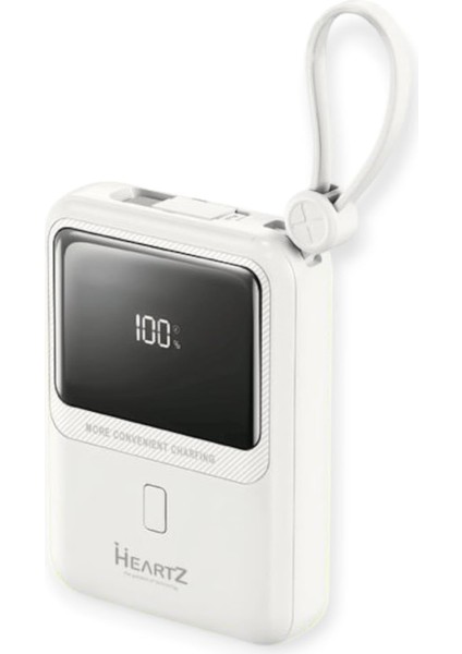 H21 10000 Mh Pd 20W ve USB 22.5W Fast Hızlı Şarj Dahili Type C ve Lightning Kablolu Dünya Standartlarına Uygun Polymer Batarya Birebir Amper LCD Göstergeli Powerbank