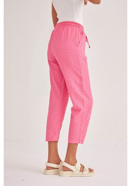 Kadın Geometrik Desenli Rahat Kalıp Kumaş Pantolon modelleri