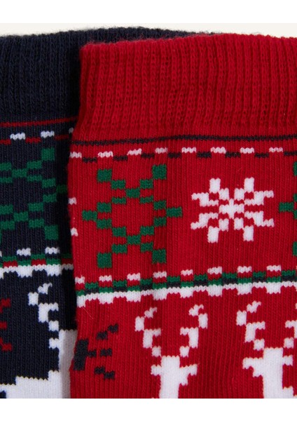 Erkek Bebek Yılbaşı Temalı Dikişsiz 2'li Pamuklu Uzun Çorap G3991A5NS modelleri