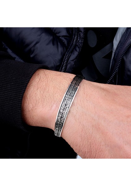 925 Ayar Gümüş Ayetel Kursi Yazılı Bileklik fırsatları