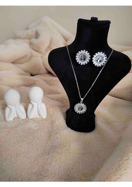 Zirkon Taşlı Çelik Hayat Ağacı Kolye ve Küpe Seti indirimleri