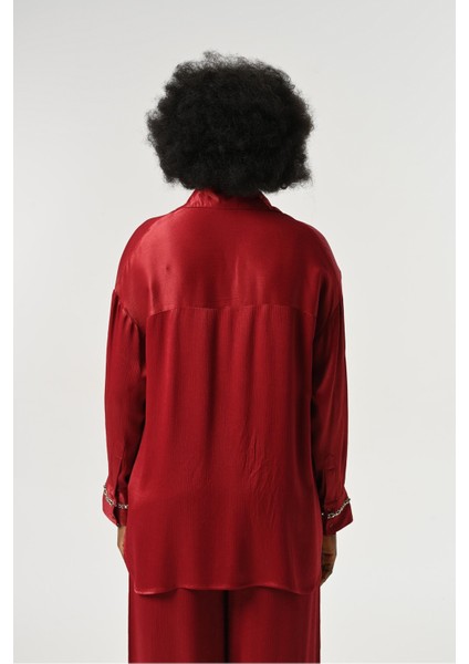 Kadın Önü ve Kolları Taş-Pul Işlemeli Düz Renk Gömlek indirimleri