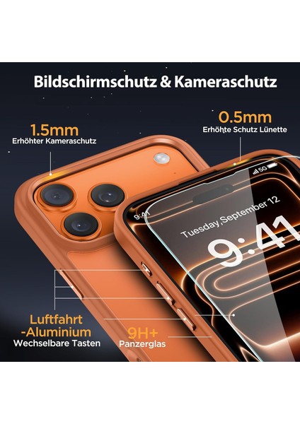 Apple iPhone 17 Pro Max Kılıf Mat Magsafe Şarj Özellikli Hassas Butonlu Yumuşak Renkli Kenarlı + Ekran Koruyucu Cam Set 2in1 fırsatları