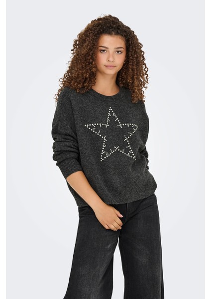 Onlrenata Yün Karışım Regular Fit Yıldız Desenli Kazak Bayan Kazak 15353062