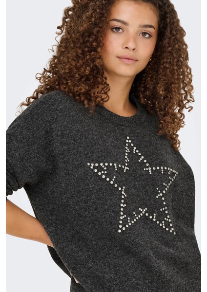 Onlrenata Yün Karışım Regular Fit Yıldız Desenli Kazak Bayan Kazak 15353062