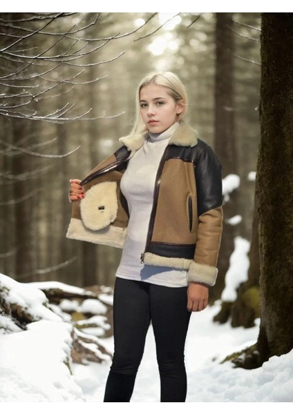 Kadın Uzun Kollu Yakalı Hakiki Kürk - Kahve fırsatları