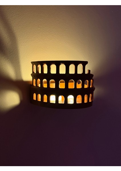 LED Işıklı Kolezyum Duvar Dekoru – 3D Tasarım Tarihi Yapı Şamdan / Mumluk fiyatları