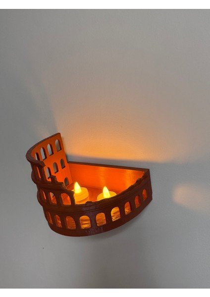 LED Işıklı Kolezyum Duvar Dekoru – 3D Tasarım Tarihi Yapı Şamdan / Mumluk indirimleri