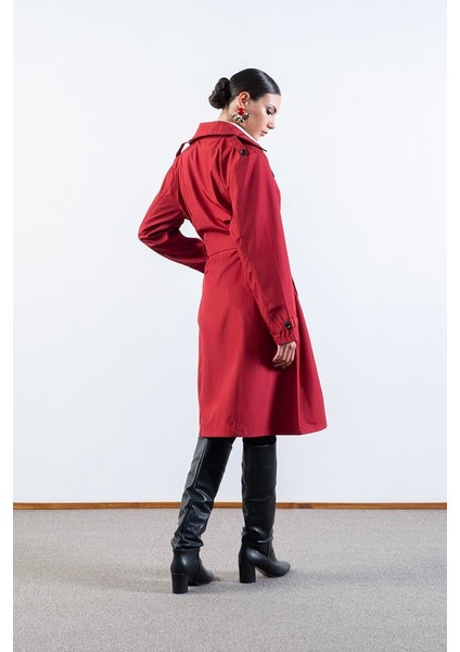 Imperatrice Kruvaze Yaka Kuşaklı Trençkot Bordo indirimleri