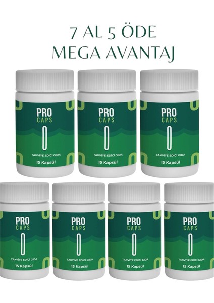 Caps 7 Kutu x 15 Kapsül Takviye Edici Gıda Procaps Detox Için Çay Hediyesiyle
